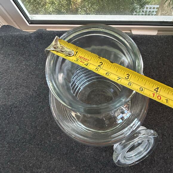 Vintage Anchor Hocking Beehive Ribbed Lidded Clear Glass Carafe Vase - Picture 12 of 14